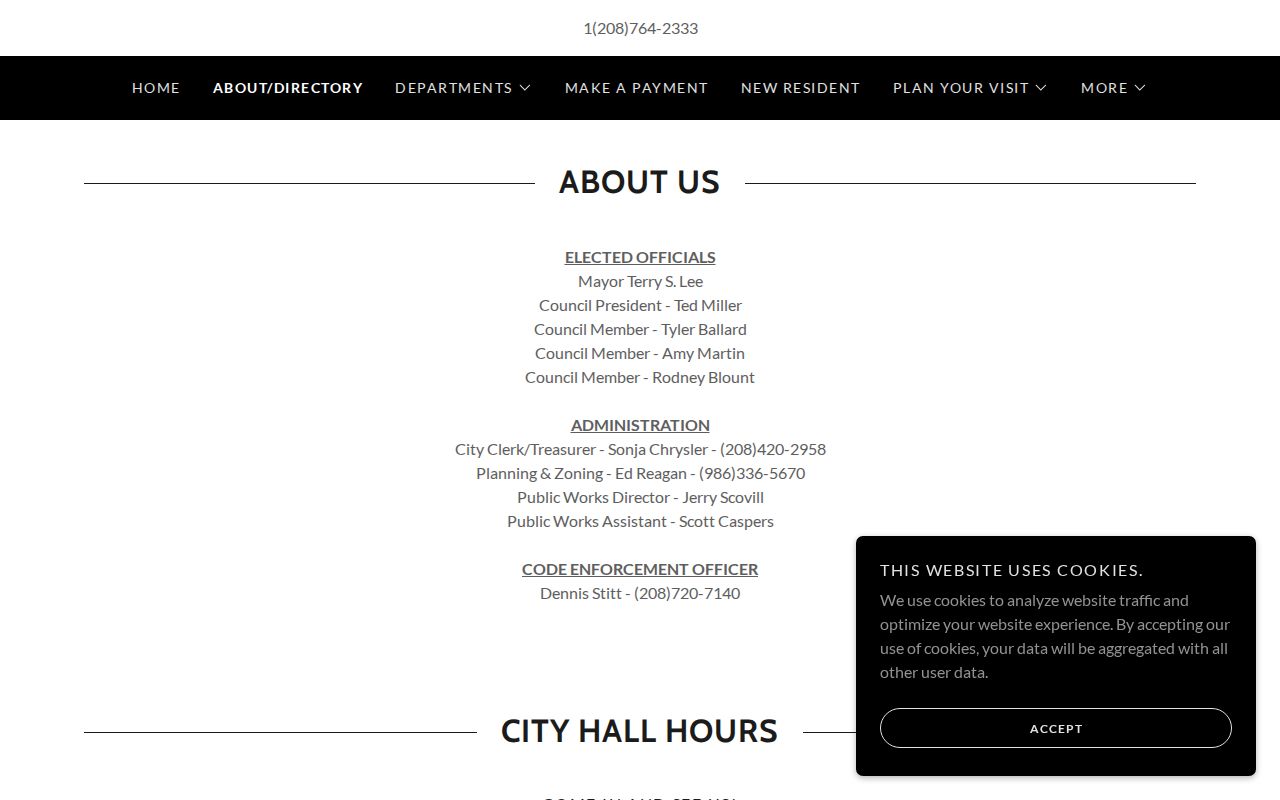 Fairfield Idaho city record-routing page for local arrest and booking research